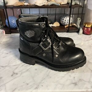 Harley-Davidson Black Leather Ankle Boots
